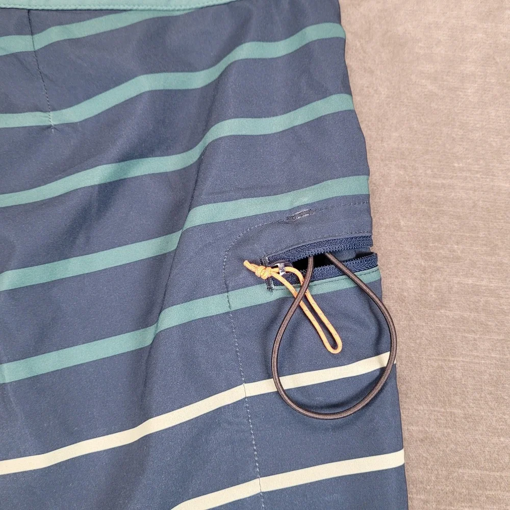 Patagonia Board Shorts Men's Size 38 Blue Teal Stripe Swim‎ Trunks Pockets